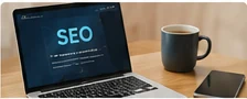 SEO content planning on a laptop